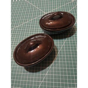 Vintage Bean Pottery Bowls With Lids - Ramekins For People Who Like Their Beans